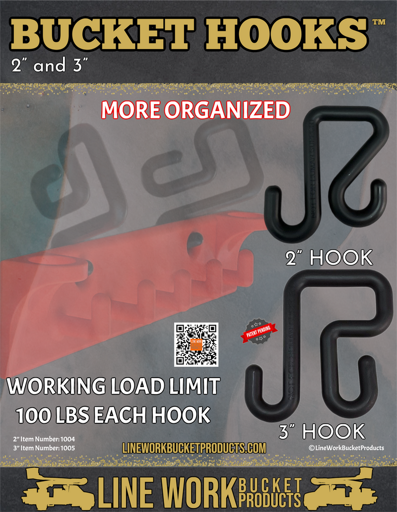 3" Bucket Hook: Rated at 100lbs